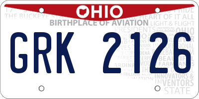 OH license plate GRK2126