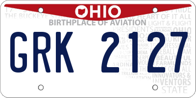 OH license plate GRK2127