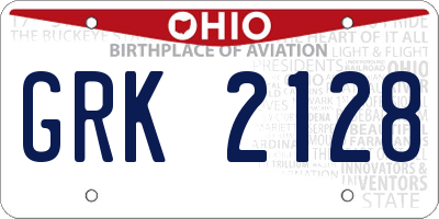 OH license plate GRK2128