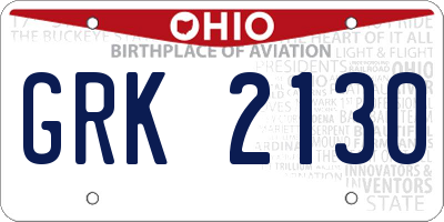 OH license plate GRK2130