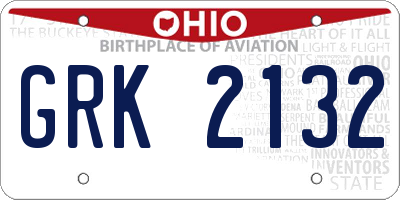 OH license plate GRK2132