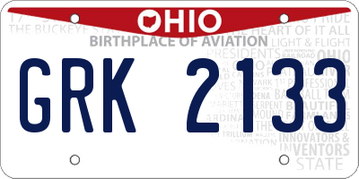 OH license plate GRK2133