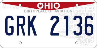 OH license plate GRK2136