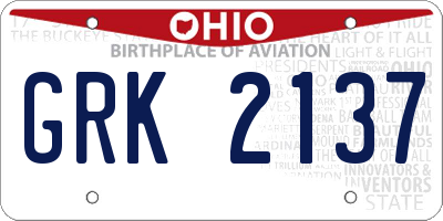 OH license plate GRK2137