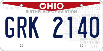 OH license plate GRK2140