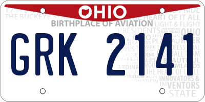 OH license plate GRK2141