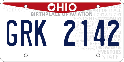 OH license plate GRK2142