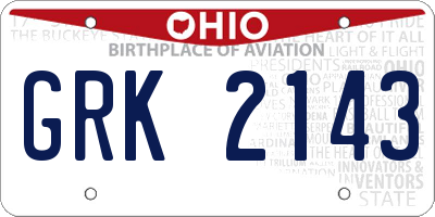 OH license plate GRK2143