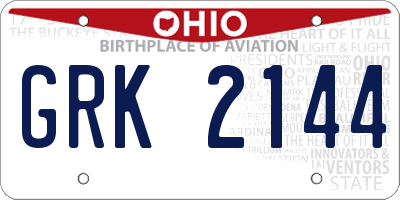 OH license plate GRK2144