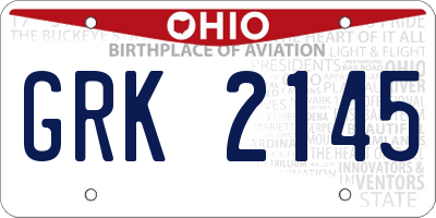 OH license plate GRK2145