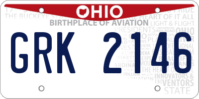 OH license plate GRK2146