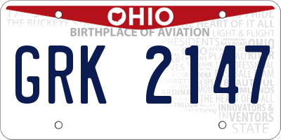 OH license plate GRK2147