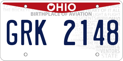 OH license plate GRK2148