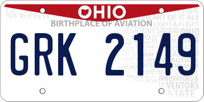 OH license plate GRK2149