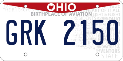 OH license plate GRK2150