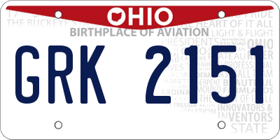 OH license plate GRK2151