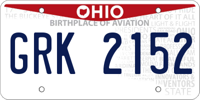 OH license plate GRK2152