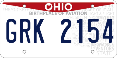 OH license plate GRK2154