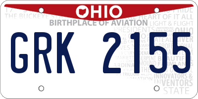 OH license plate GRK2155