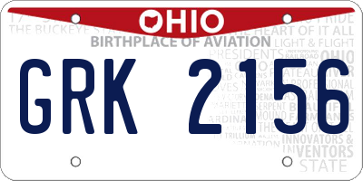 OH license plate GRK2156