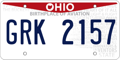 OH license plate GRK2157