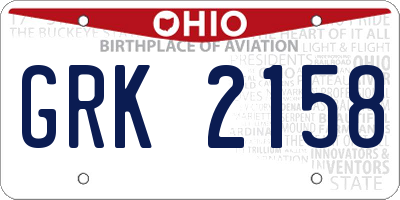 OH license plate GRK2158