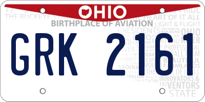 OH license plate GRK2161