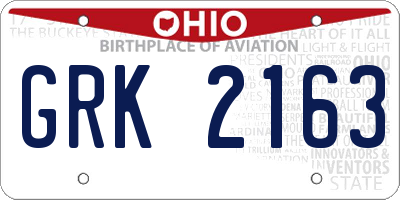 OH license plate GRK2163