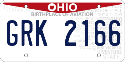 OH license plate GRK2166