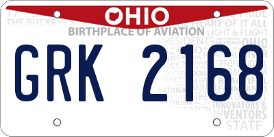 OH license plate GRK2168