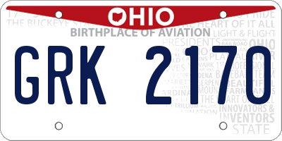 OH license plate GRK2170