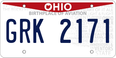 OH license plate GRK2171