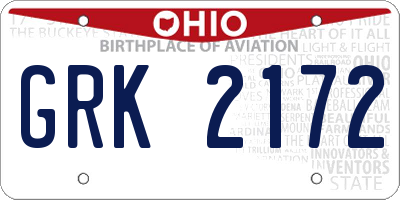 OH license plate GRK2172