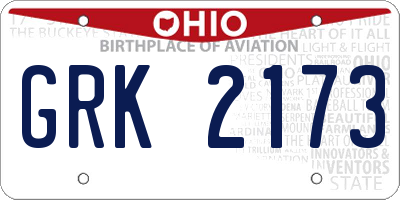 OH license plate GRK2173