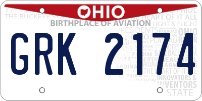 OH license plate GRK2174