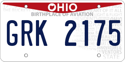 OH license plate GRK2175