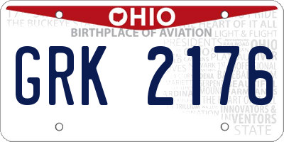 OH license plate GRK2176