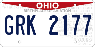 OH license plate GRK2177