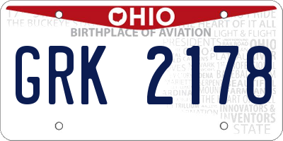 OH license plate GRK2178