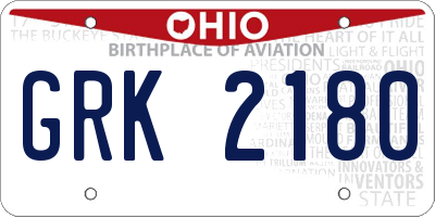 OH license plate GRK2180