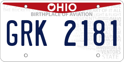 OH license plate GRK2181