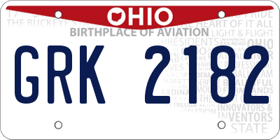 OH license plate GRK2182