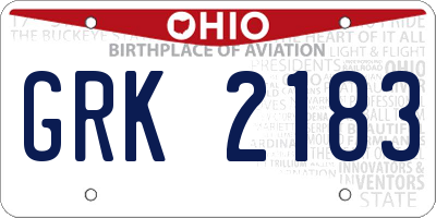 OH license plate GRK2183