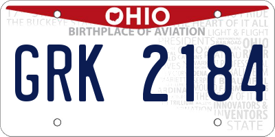 OH license plate GRK2184