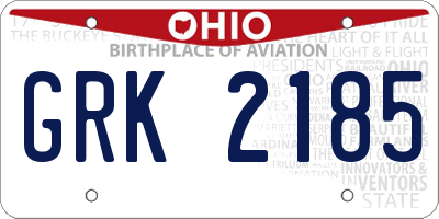 OH license plate GRK2185