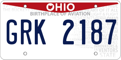 OH license plate GRK2187