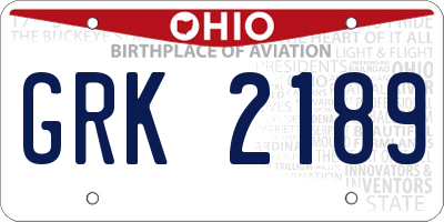 OH license plate GRK2189