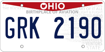 OH license plate GRK2190