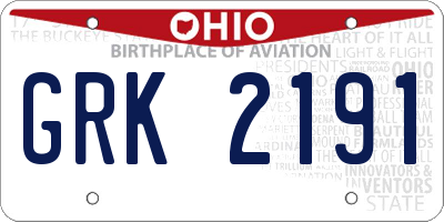 OH license plate GRK2191