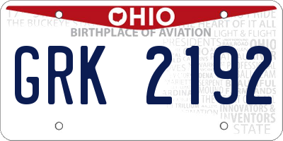 OH license plate GRK2192